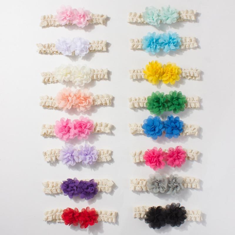 Neues Baby-Spitzenstirnband süße Chiffonblume Kinder-Kopfschal dünn bequem Baby-Haarschmuck