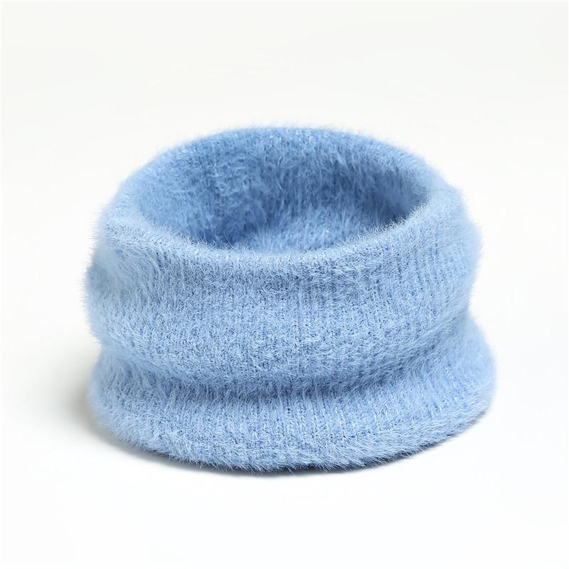 Winter Plush Ring Scarf for Women Warm Knitted Ski Mask Neckerchief Luxury Solid Snood Foulard Suit Children Adult