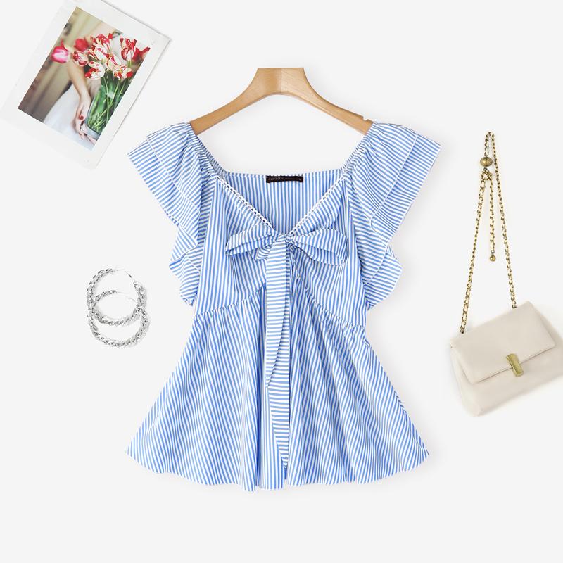 

ZANZEA Женские повседневные летние майки без рукавов в полоску с V-образным вырезом L синий