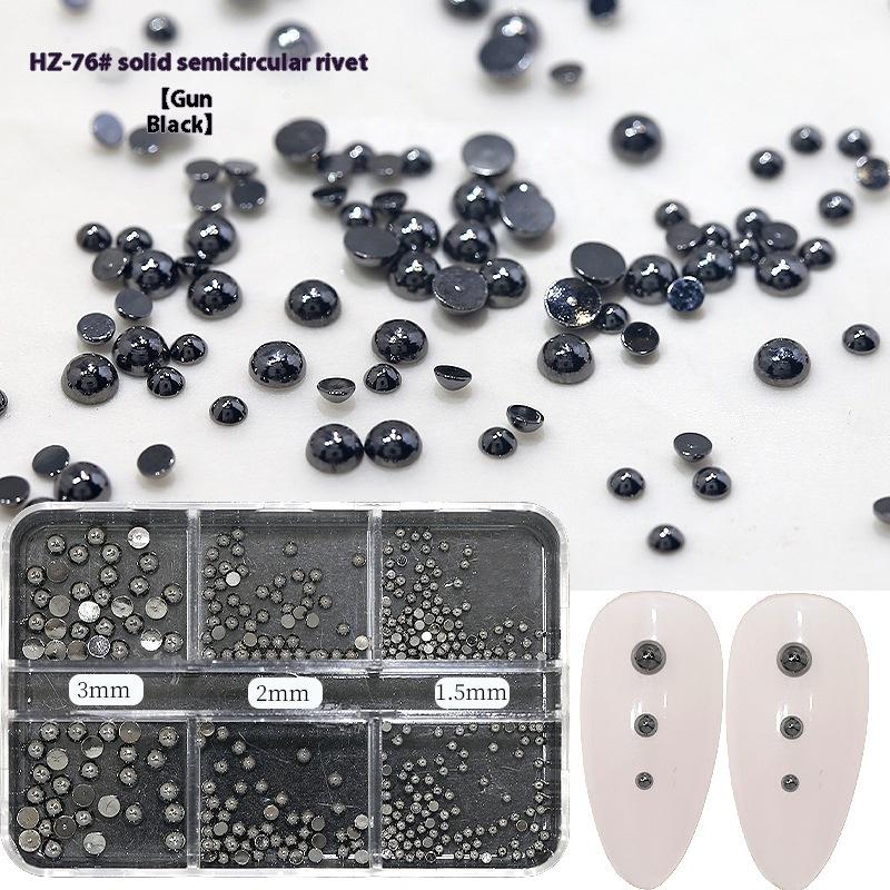 6 Grids Punk Nail Rivets Silver Gold Black Mixed Size Metal Bead Studs Round Cone Nail Art Charms Nail Parts Diy Decoration