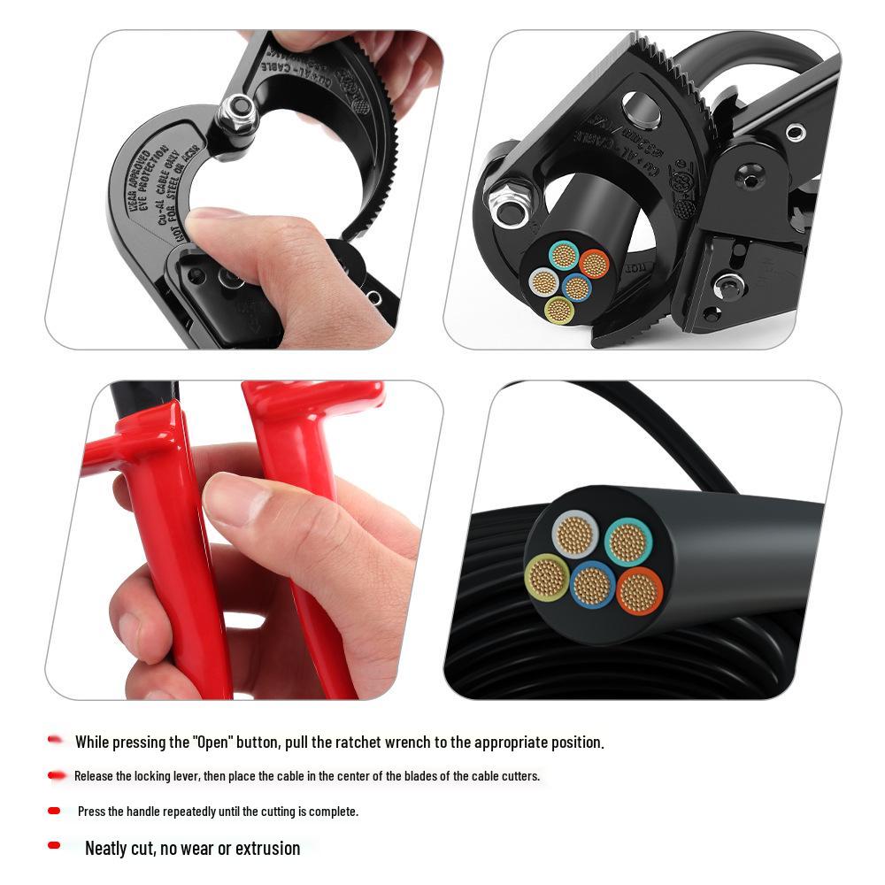 HS-325 Ratchet Cable Cutter: Wire Cutting Pliers for Copper and Aluminum