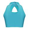 Girls Sleeveless Mock Neck Hollow Front Keyhole Back Sequin Patchwork Crop Top Dance Performance Top