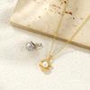 2PCs Brass Imitation Pearl Shell Charm White Acrylic Clear Rhinestone Pendant For Necklace DIY Making Findings 19mm X 12mm