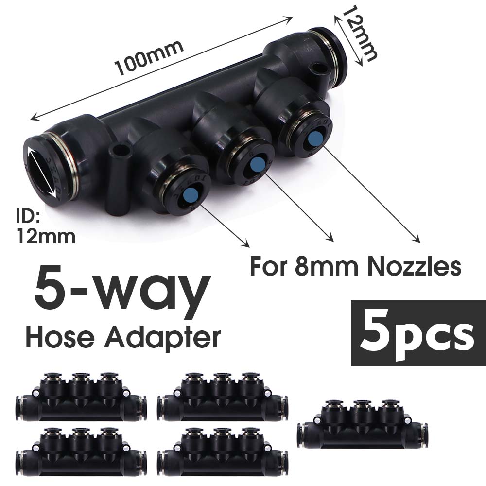 3-way 20/30/50cm Misting Nozzle 360° Bend Atomizer Sprayer Slip Lock Quick Connect 3/8" 9/12mm Garden Irrigation Cooling System