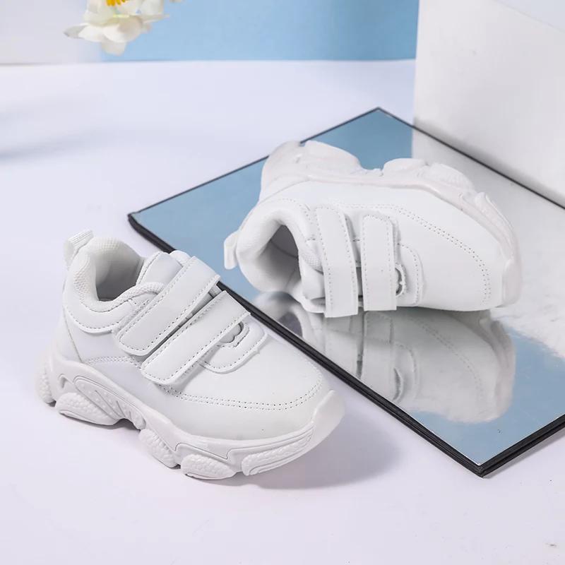Fashion Children White School Sneakers Non-slip Kids Boys Tennis Shoes Sports Versatile Girls Causal Basketball Shoes Breathable