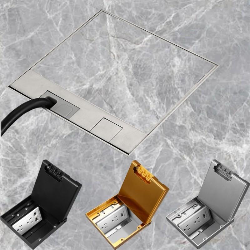 Marble Style Hidden Socket Factory Stainless Steel Embedded Power Socket Multifunctional Universal Floor Socket