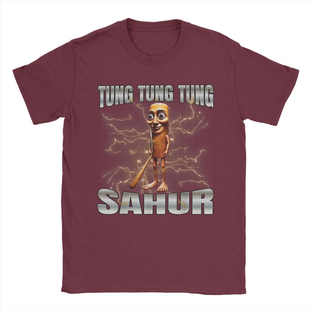 Vintage Tung Tung Tung Sahur Italian Brainrot Meme T-Shirts Men Round Collar Pure Cotton T Shirts Short Sleeve Tees Clothing