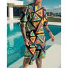 Summer New Men's Suit 3D Printig Geometric Patterns Short Sleeve  Shirt Shorts Suit Fashion Shirt Men's Two Piece Set Streetwear