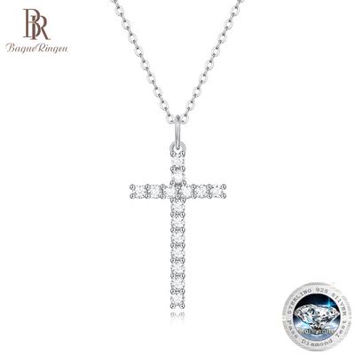 S925 Zilver Moissanite Kruis Geloof Hanger Mode Sleutelbeen Ketting Cadeau Accessoires