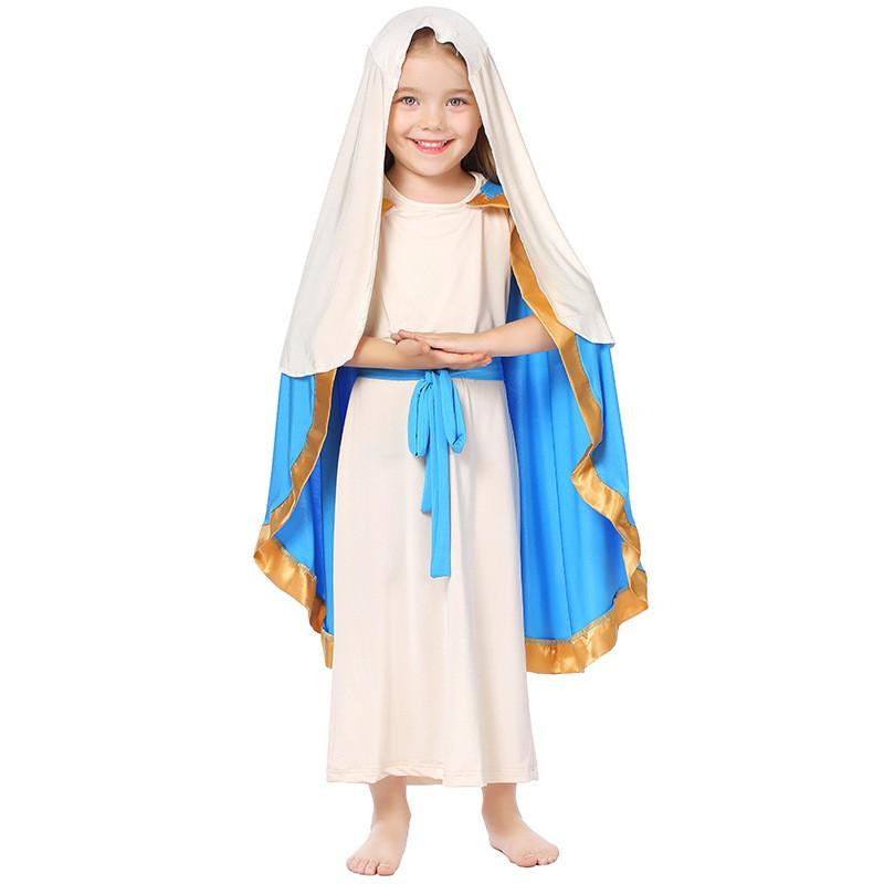 Blue Gold White Cape Dress Set Western Classical Court Style Halloween Stage Parent-Child Performance Costume