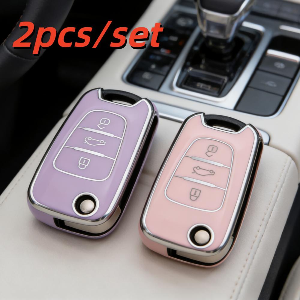 

2pcs Car Key Case Covers For Hyundai i20 i30 ix20 ix25 ix35 Elantra Accent KIA Sportage Rio 3 Soul Optima Ceed Pro K5 K2 Pride