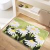Ultra-Soft Bath Mat with Non-Slip TPR Backing and Quick-dry Design, Thick Flocked Microfiber Flower Bathroom Rug Doormat