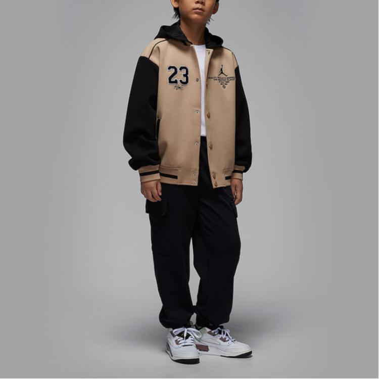 Jordan 23 Flight Series Logo Embroidered Knitted Hooded Long Sleeve With Back Print Kids Jackets IO2560-200