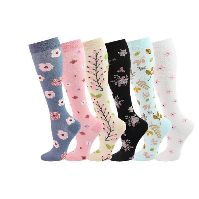 Women's Floral Compression Calf Socks - Spring Series Low Pressure Sports Socks