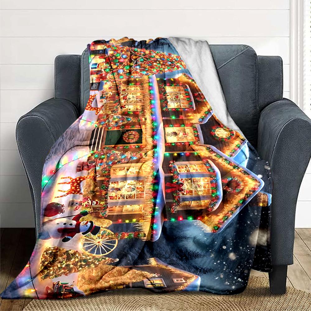 1Pc Winter Snowflakes Blanket Soft Throw Blanket For Home Bedroom Bed Sofa Travel Office Solid Christmas Blanket