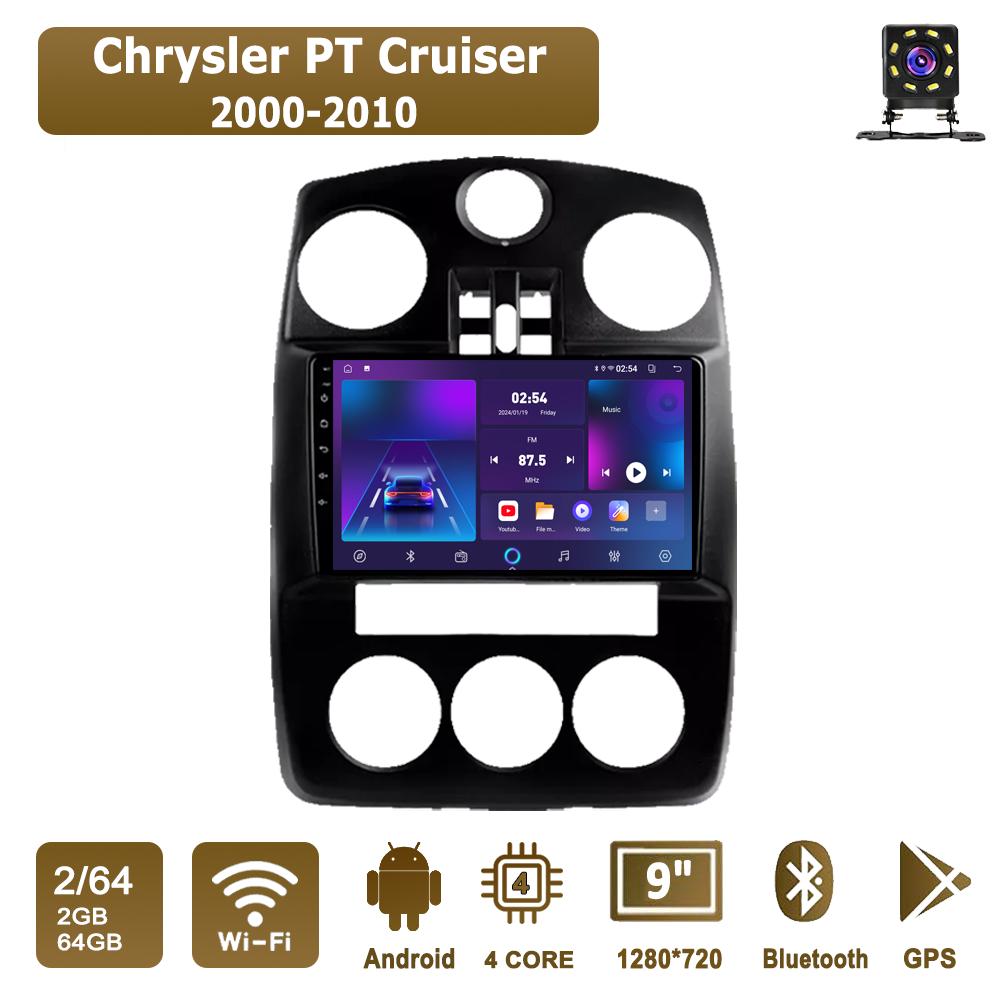 

Android Car-Play Car Radio For Chrysler PT Cruiser 2000-2010 Multimedia Player Head Unit Stereo GPS Navigation BT WIFI,2+64GB чорний