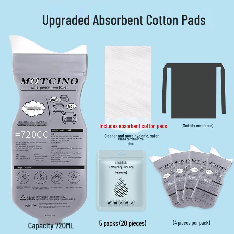 Portable Disposable Car Urinal for Men, Women, and Children - Emergency Traffic Jam Relief Bag