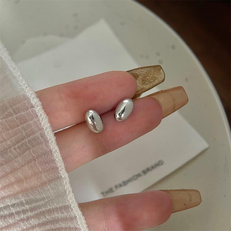 "Gold Bean S925 Silver Needle Earrings - Elegant, Trendy Design for Women, A70"