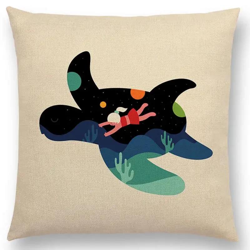 Latest Day Night Sun Moon Child With Animals Friends Wolf Bear Elephant Rabbit Cushion Cover Home Decor Sofa Throw Pillow Case