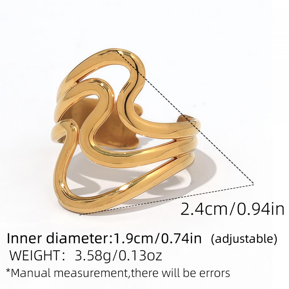 2026 New Design Stainless Steel Creative Geometric Hollow Open Ring for Women Statement Metal Rust Proof Minimalist Jewelry