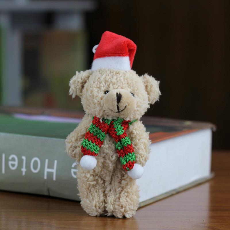 Adorable Christmas Bear Ornament Plush Toy Accessory With Scarf And Bag Charm