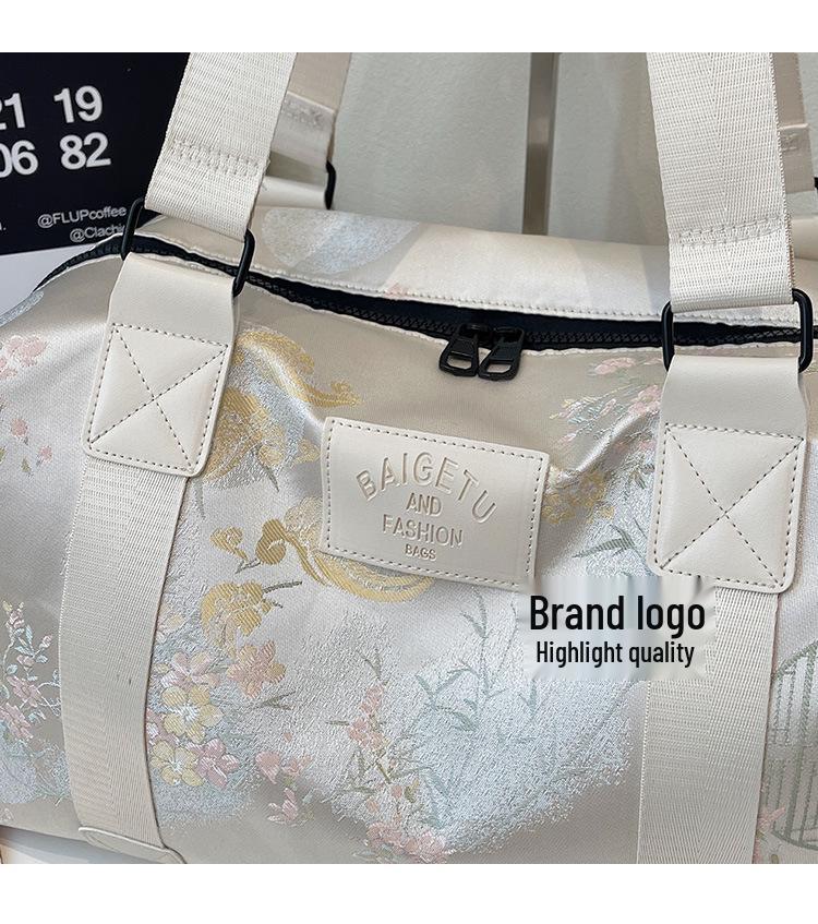 Torba podróżna na ramię w stylu chińskim z haftem o dużej pojemności