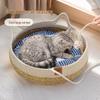 All-Season Cat Nest: Summer Cooling, Durable, Scratch & Bite-Resistant Woven Rattan, Removable & Washable Pet Bed
