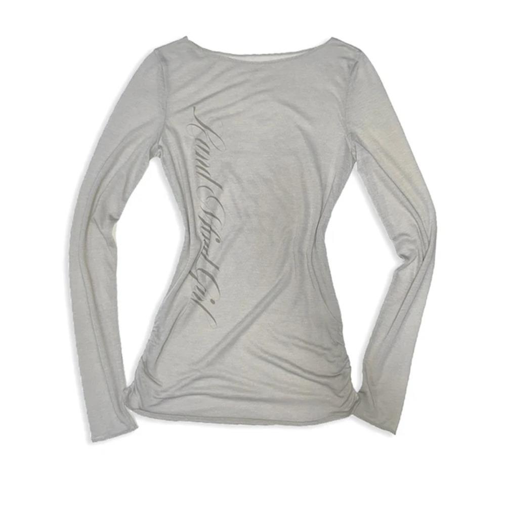 

VAYLA Готика Харадзюку Винтаж Панк Эмо Девушки Футболка с длинным рукавом Сексуальная Облегающая Шикарная Принтованная Укороченная Футболка Гранж Y2K Эстетика Женская Уличная Одежда S серый