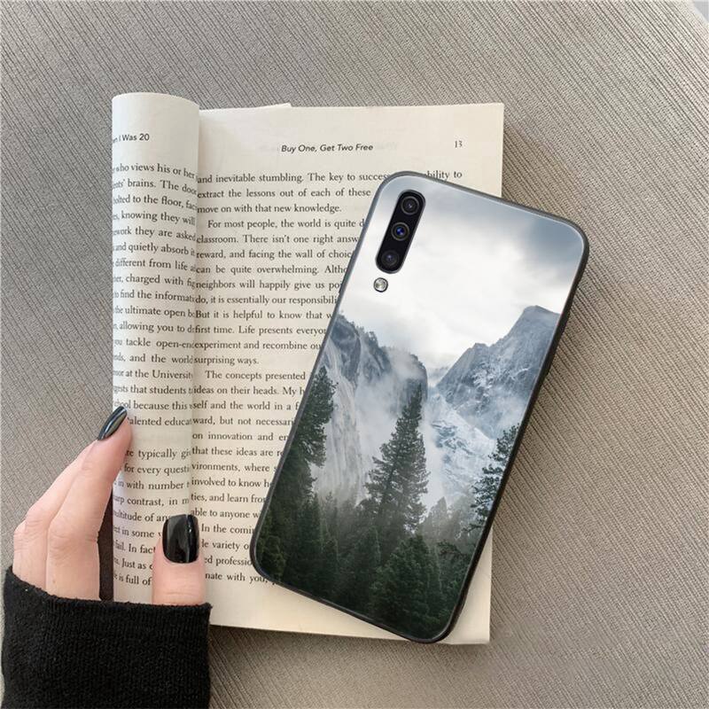 Mountain Peak Forest Snow mountain White smoke Phone Case For Samsung Galaxy A7 A50 51 A70 80 A40 A20 A30 A8 A6 A8 Plus A9 A71