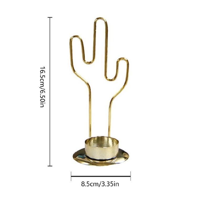 Golden Round Candle Holder Decorative Cactus Shape Iron Candlesticks for Parties