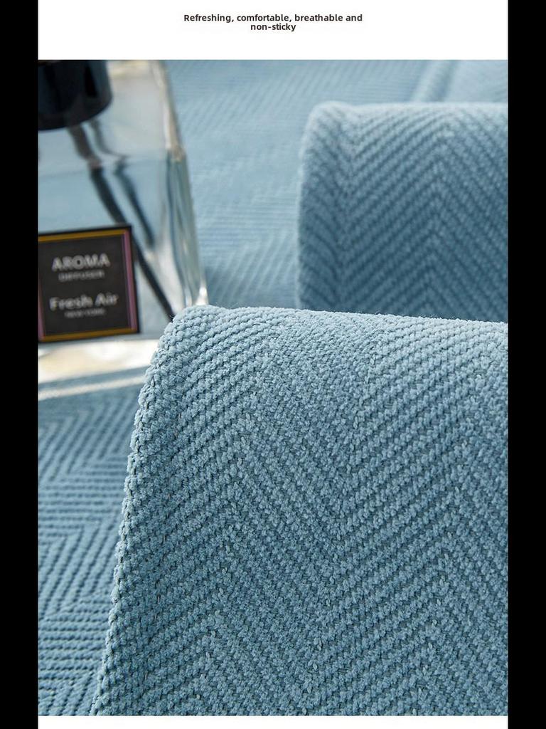 Universal Chenille Herringbone Sofa Cushion: Non-slip, Dirt-Resistant, All-Season Japanese Style Solid Color Cover
