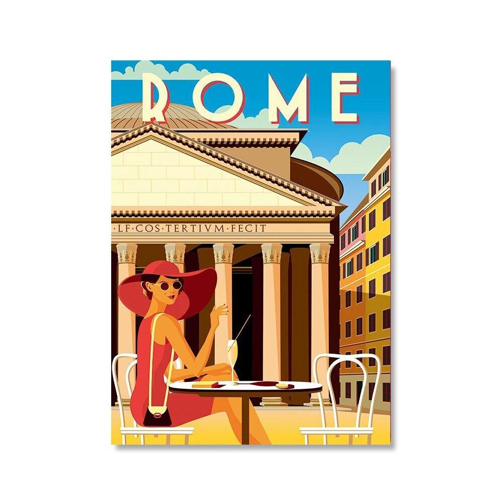 Italy Africa Morocco Travel Vintage Home Decor Landscape Traditional Beach Poster Retro Vintage Wall Art Picture For Living Room No Frame