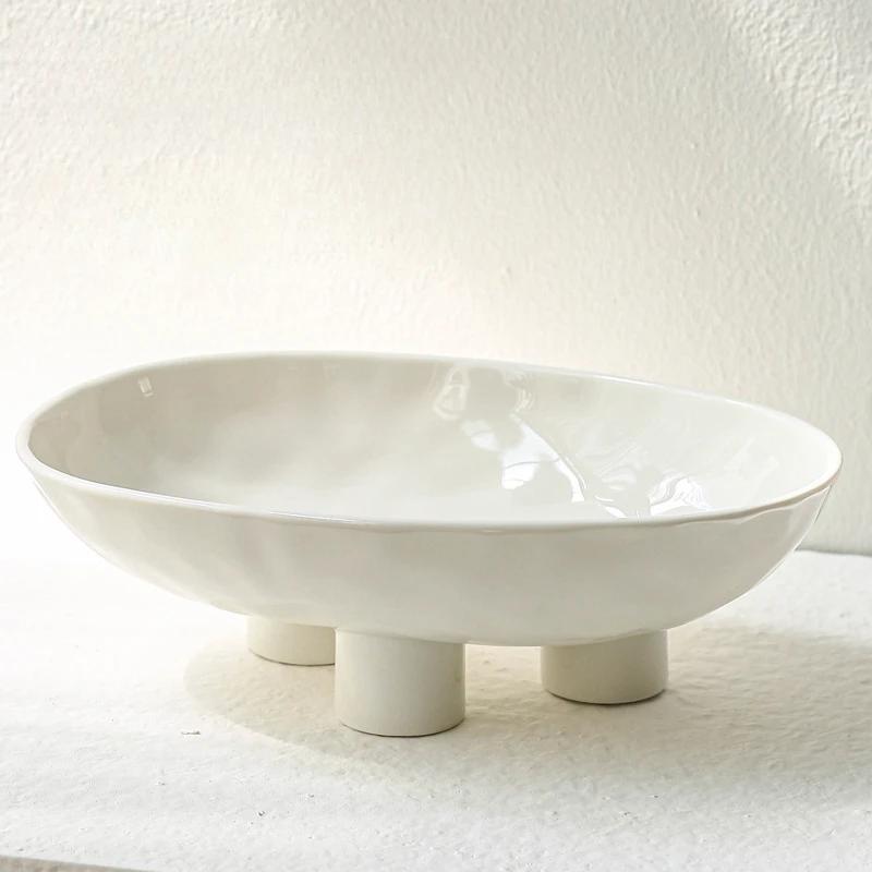 Obstteller für den Haushalt, kreativer Salat-/Obstteller, Tischplatte, Süßigkeitenteller, modernes, minimalistisches Küchengeschirr, dreibeinig, hochbeinig