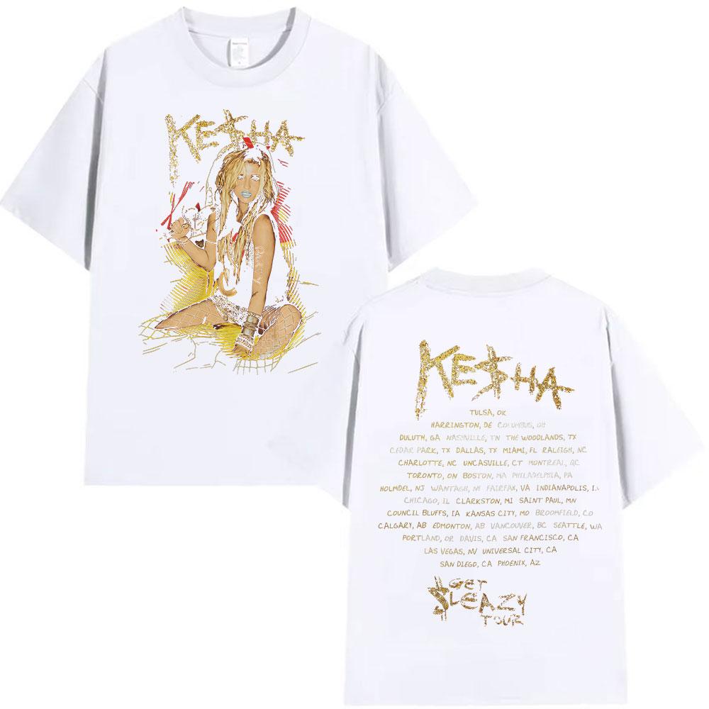 90s Vintage Kesha Album Graphic T Shirt Men Women High Quality Cotton T-shirts Clothing Short Sleeve T-shirt Summer
