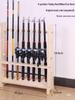 10-Tier Solid Wood Floor-Standing Fishing Rod and Pool Cue Storage Rack