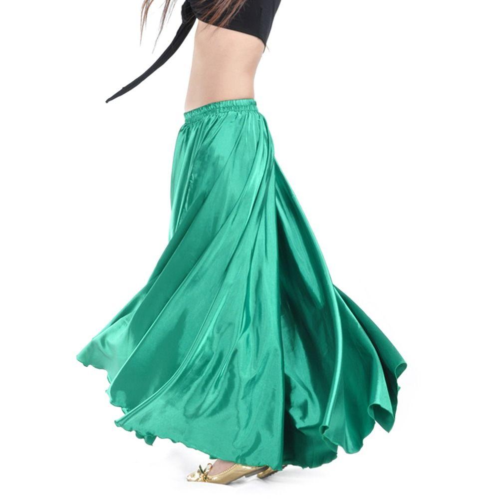 Large Swing Satin Skirt Sparkling Satin Maxi Long Skirt Fashion Dancer Practice Wear  Women