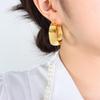 European-American Vintage Asymmetrical Round Titanium Steel Earrings for Women