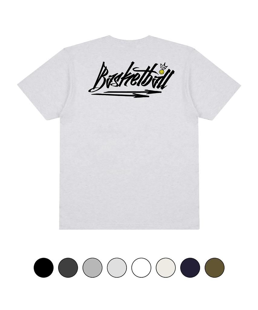 CREAM SODA LAB Basketball Short Sleeve T-Shirt Oversized Light Gray Black