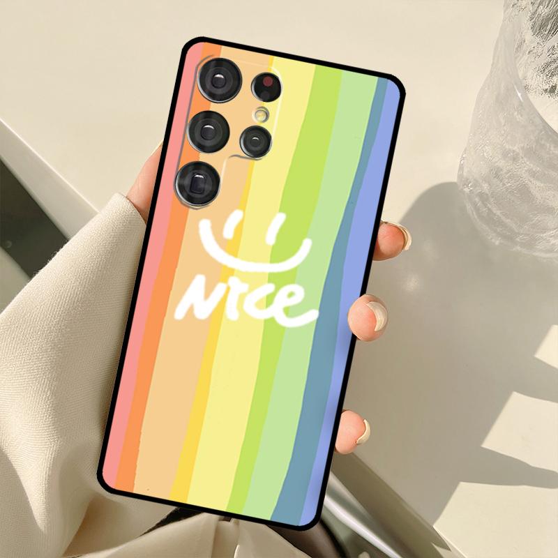 Regenbogen Niedliches Cartoon Hülle Für Samsung Galaxy S25 Ultra S21 S22 S23 S24 Ultra S9 S10 Plus S20 FE S25 FE Rückabdeckung