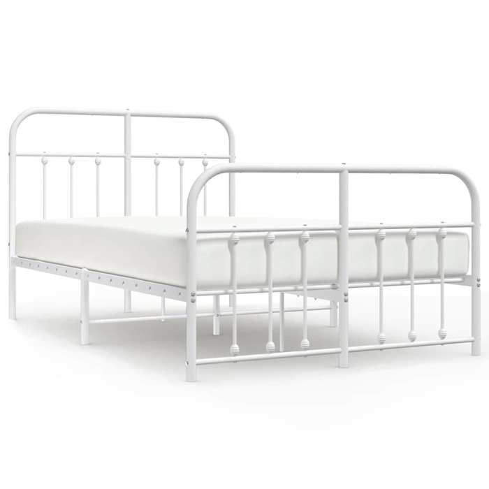 VidaXL Cadre de lit métal avec tête de lit-pied de lit blanc 120x190cm 352642