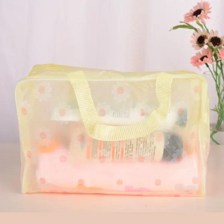 

Floral PVC Transparent Cosmetic Bag Clear Makeup Bag for Women Girl Waterproof Zipper Beauty Case Travel Toiletry Bags Handbag