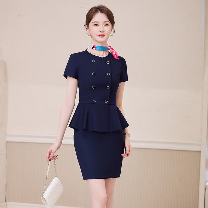 Gray Women's High-End Professional Short-Sleeve Two-Piece Summer Workwear
