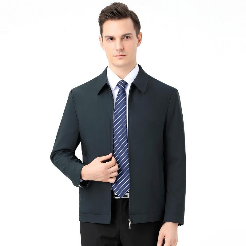 Middle-aged Men's Spring and Autumn Lapel Jackets, Middle-aged and Elderly Daddy Mulberry Silk Jackets, Men's Business Casual Thin Tops