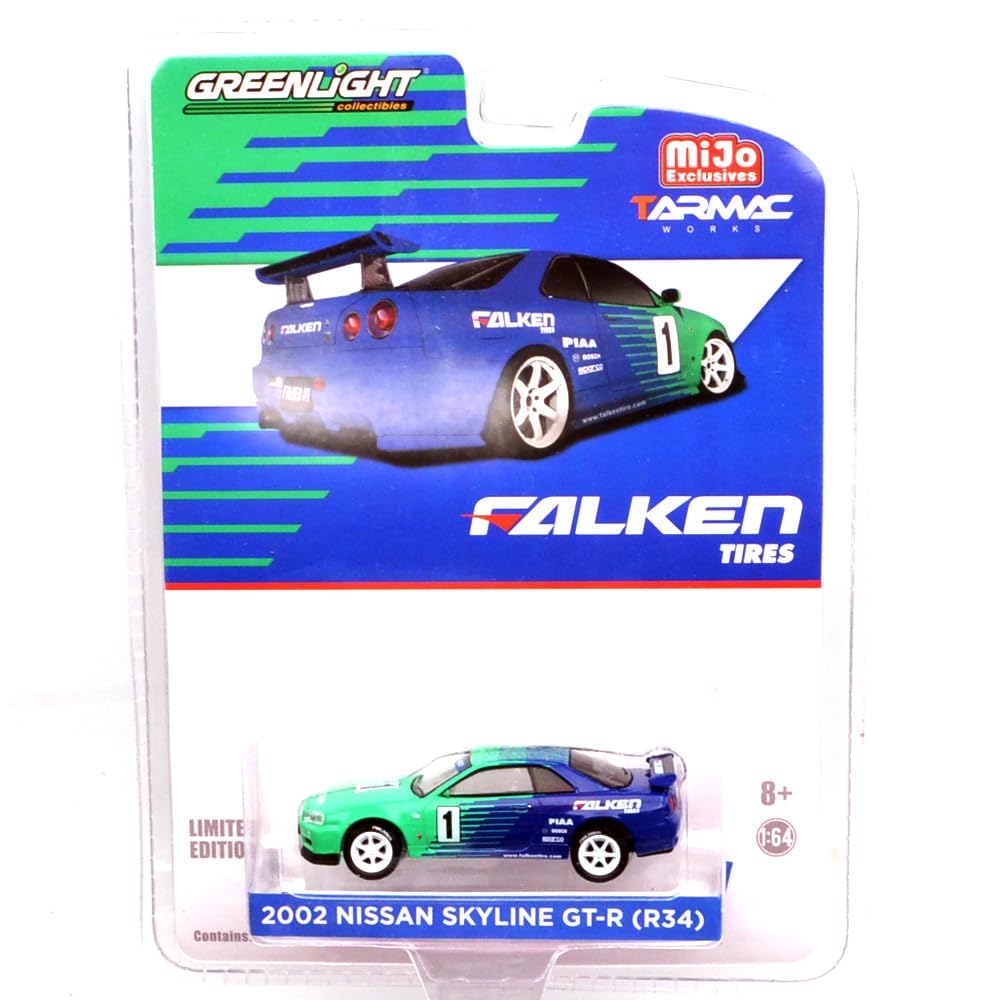 MiJo EXCLUSIVE GREENLIGHT 164 - 2002 Nissan Skyline GT-R (R34) - Falken Tire фиолетовый