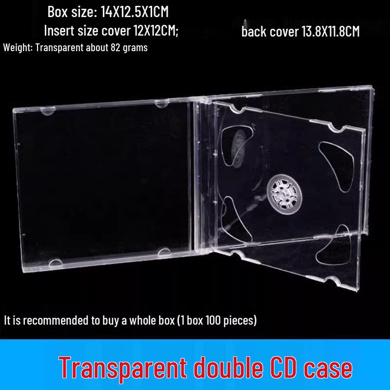 Dicke transparente CD-Aufbewahrungsbox mit zwei Scheiben und Einsteckseite