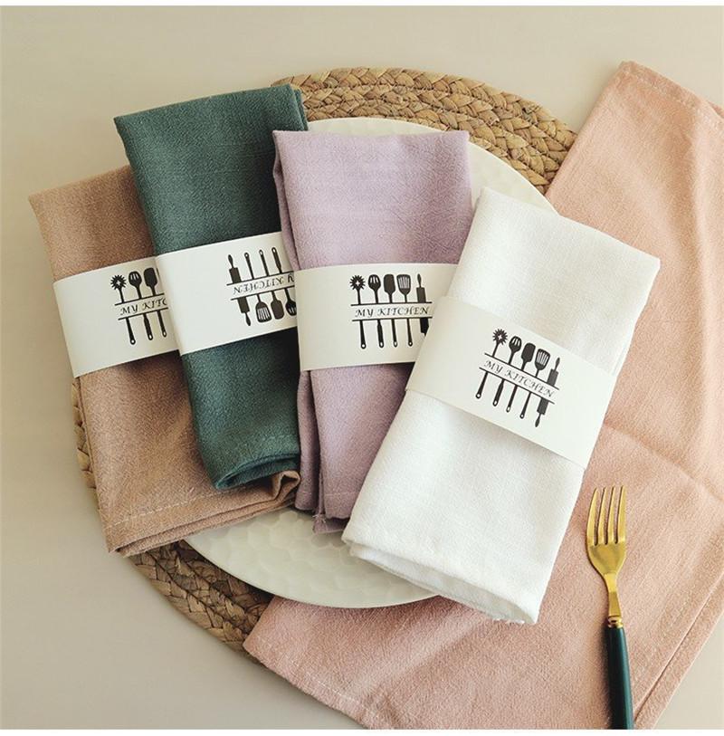 1Pc 40x40cm Solid Color Cotton Linen Dinner Napkin Sqaure Tea Towel Home Kitchen Soft Table Cloth