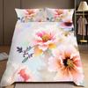 3-Piece Bedding Pillowcase Quilt Cover Set Pink Peony 2D Digital Printing Suitable For Bedroom Dormitory Decoration