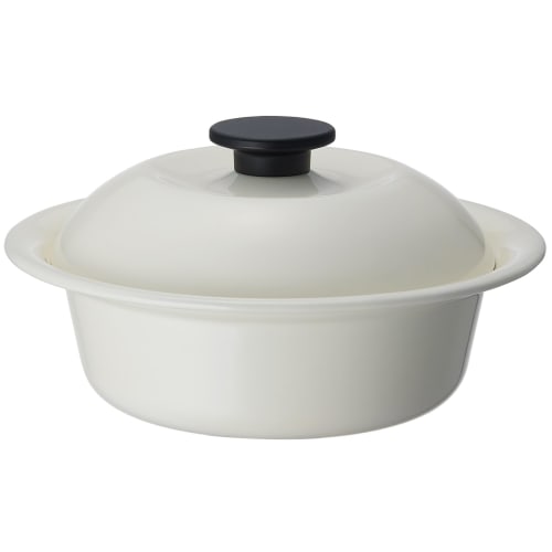 Nodahoro Enamel Heat-Resistant Pot, Large, Gas/IH Compatible, Perfect for Single-Person Ramen and Udon Noodles, Made in Japan, Milky White, KO-21MW