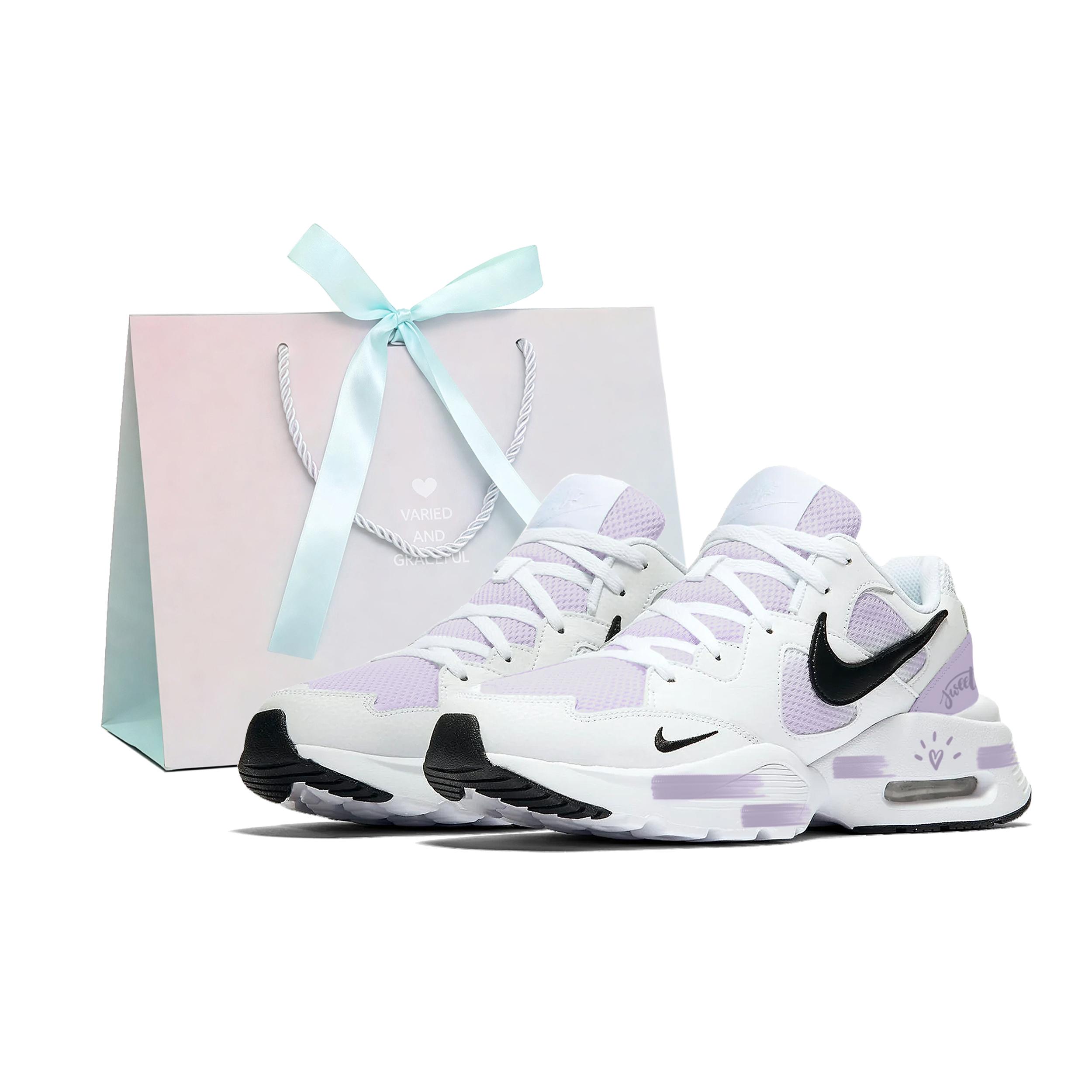 

Nike Air Max Fusion Abrasion Resistant Low top Casual City Commuting Running Shoes Unisex Purple Shopping Bag CJ1670-102(Team-1451-) 45
