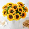 3/5/10pcs Sunflower Artificial Flowers Bouquet Outdoor Garden Decor Home Floral Arrangement Wedding Decor Graduation Gift